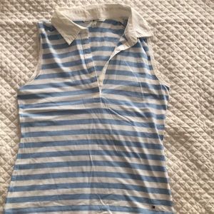 Baby blue/white striped Tommy Hilfiger sleeveless polo